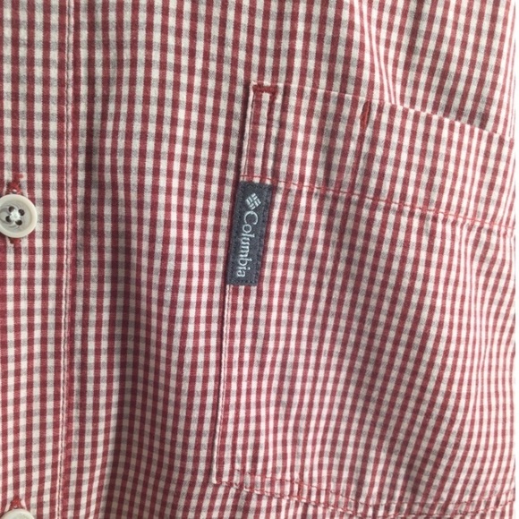 Columbia Men Button-Down Red&Gray Check Shirt - Picture 3 of 11